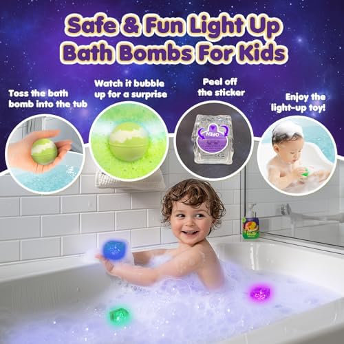 Bath Bombs for Kids with Toys Inside, 8 Light up Bath Bomb of Solar System Set, Planet Bath Bomb with Surprise Inside, Kid-Friendly Bubble Bath Fizzies Gifts for Boys Girls - Image 3