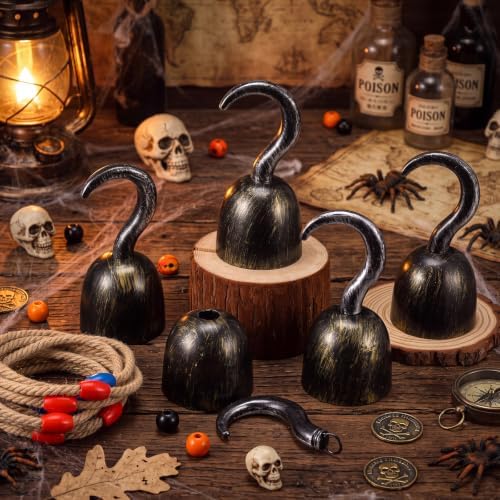 Leitee 15 Pcs Pirate Hook Ring Toss Game Captin Pirate Party Toss Game for Kid with Dice Rope Rings for Family Outdoor Yard Sport Party Accessories Birthday Decor - Image 6