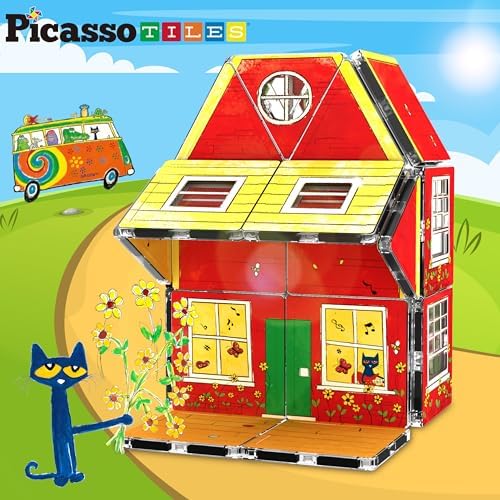 PicassoTiles Magnetic Tiles Pete the Cat Home Theme Building Blocks Double Sided Printing Toddler Magnet Toys Education STEM Learning Kit Construction Brain Development Preschool Kid Game Boy Girl 3+ - Image 3