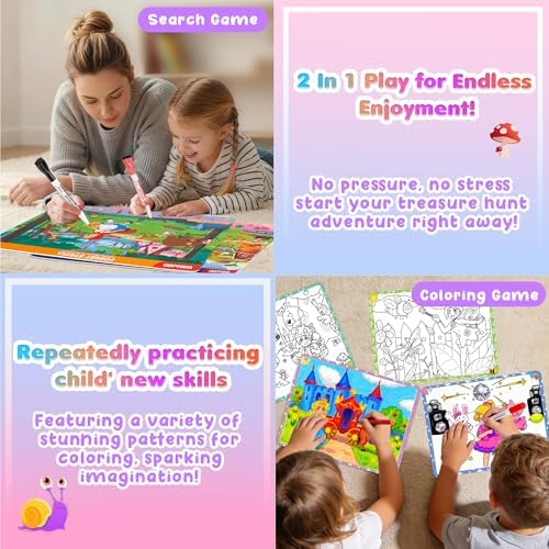 Search and Find Activity Books, 2 In 1 Princess Seek Game Coloring Books - Image 3