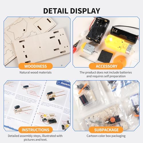 6-in-1 STEM Kits for Kids Ages 8-12, Wooden Model Car Building Kits, Solar & Electric Science Experiment Toys, 3D Puzzles Educational Gifts for Boys Girls - Image 4