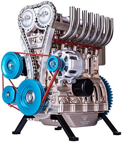 Engine Model Kit, All Metal Mini Inline 4 Cylinder Metal Engine Model, Educational Physics Experiment STEM Toys by Unknown