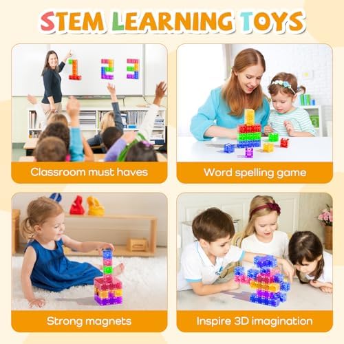56PCS Transparent Magnetic Blocks for Kids Ages 3-5 Year Old Boys and Girls - Image 4