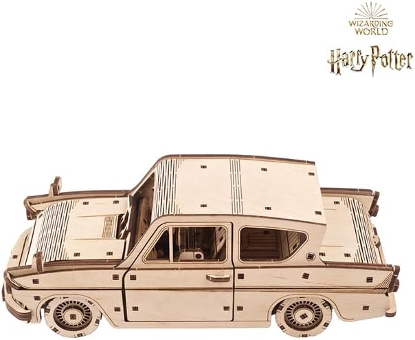 UGEARS Wooden 3D Puzzles for Adults - Flying Ford Anglia Harry Potter Puzzle 3D – Harry Potter Flying Car Building Kits for Adults DIY Model Kit with Spring Drive - Image 3