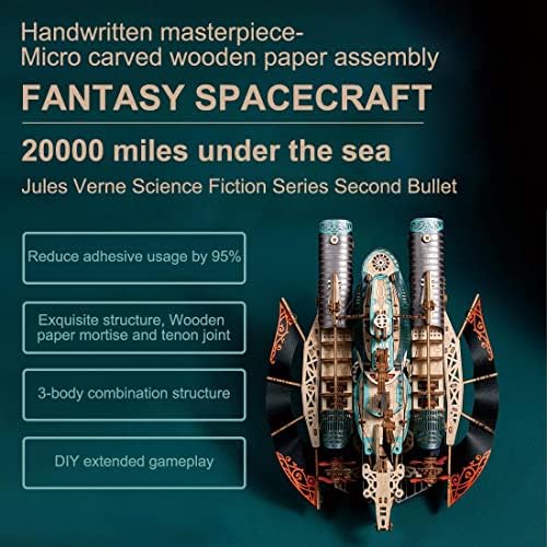 Goekhyrani 20,000 Leagues Under The Sea 3D Wooden Steampunk Submarine Model Kit – DIY Ship Building Craft Set, Nautilus Inspired Desktop Decoration, Creative Gifts for Adults & Teens - Image 4