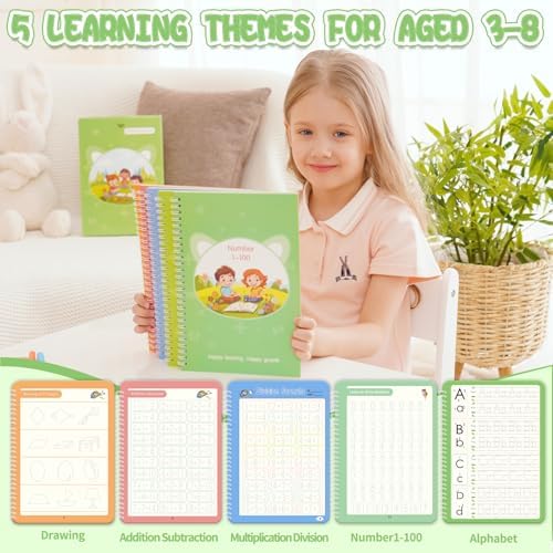 Reusable Grooved Handwriting Workbooks,Magic Copybook,Magic Writing Practice copy books, to help children improve their handwriting ink Practice Age 3-8 ​Calligraphy for kids(Character edition) - Image 4