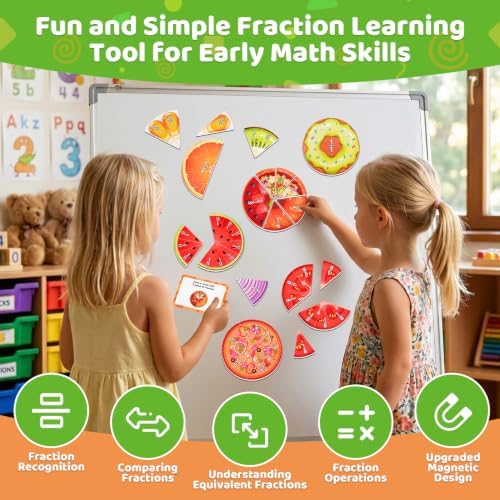 Magnetic Fraction Tiles & Circles, Math Manipulatives for Kids Grades 2-5 - Image 3