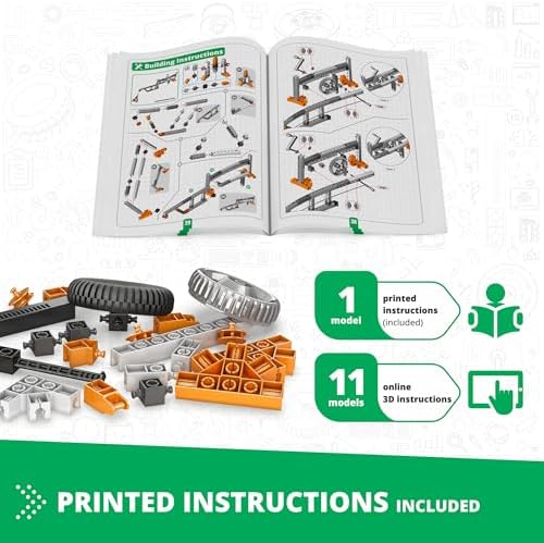 Engino: Discovering STEM - Mechanics: Gears & Worm Drives - 12 Model Toy Machine Brick Building Set, Snap-Fit Construction, Experiment-Theory, Kids 9+ - Image 6