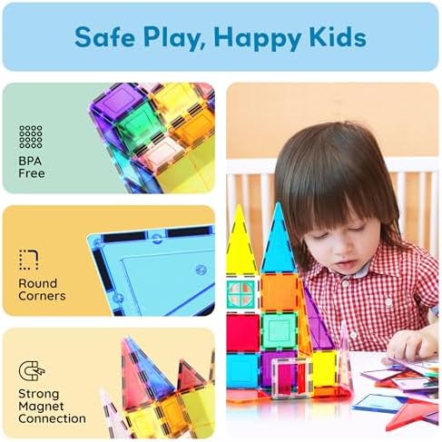 PicassoTiles Magnetic Tiles Rocket Set Construction Toy Magnet Building Block Engineering STEM Learning Child Brain Development Stacking Kit Window Door Playboard for All Ages 3 and Up PT36B - Image 6
