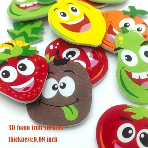 132PCS Foam Fruit Stickers, Smile Face Bulk Shapes - Image 6