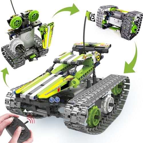 BIRANCO. Remote Control Tracked 3in1 Stunt Racer Building Kit - RC Car STEM Construction Toy, Gift Idea for Kids, Boys and Girls Ages 8-12 Year Old (353 Pcs) by BIRANCO
