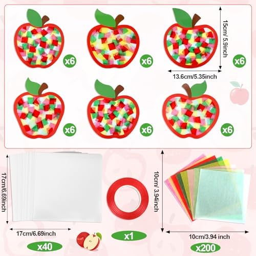 Qyeahkj 36Set Fall Apple Suncatchers Crafts Kit for Kids - Image 2