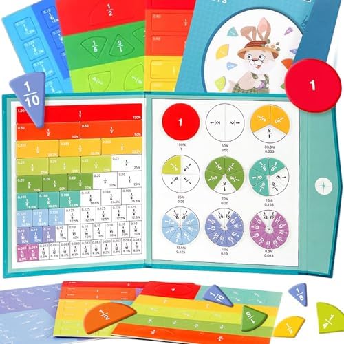 Magnetic Fraction Demonstration Book, Magnetic Fraction Tiles, Fractions Manipulatives, Score Disk Demonstrator Math Puzzle Learning Building Block Set- (1Set) by Unknown