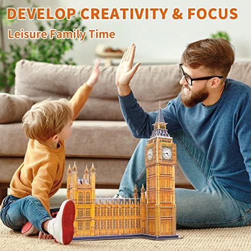 3D Puzzles London Big Ben, Pisa Leaning Tower, City Large Architecture Building Model Kit - Image 6