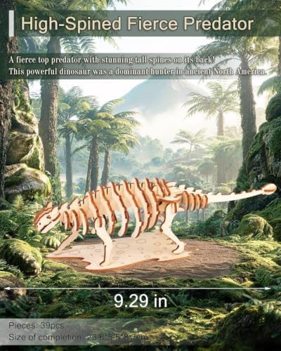 3D Wooden Dinosaur Puzzle, 4 Kits - Raptor, Pteranodon, STEM Toy 8-12 - Image 4