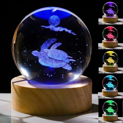 3D Sea Turtle Gifts for Women Crystals Ball 60mm - Sea Turtle Figurines Decor Glass Animals Figurine Turtle Decor Stuff for Anniversary Birthday for Best Friend Turtle Lovers Keepsake Paperweight by Unknown
