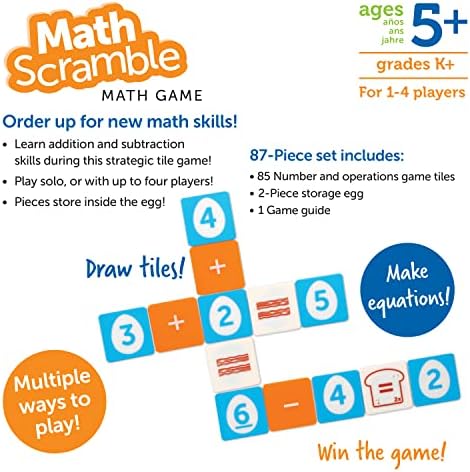 Learning Resources Math Scramble Game - 87 pieces, Ages 5+ Educational Games for Kids, Math Games for Kids, Early Math Skills, Addition and Subtraction Games - Image 5