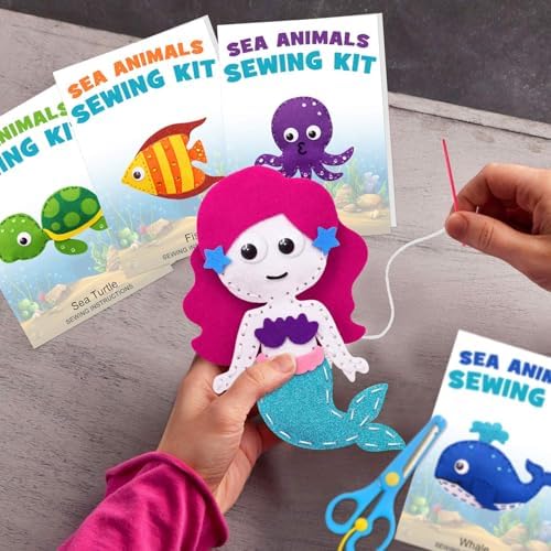 CiyvoLyeen Sea Animals Sewing Kit for Ages 8-12 Felt Sewing Craft 12Pcs - Image 7