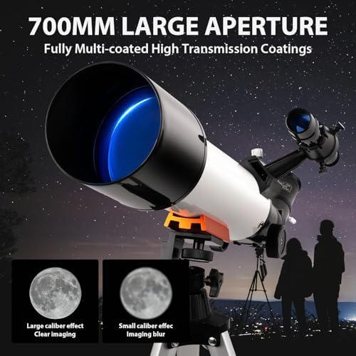 Telescope, 70mm Aperture Portable Refractor Telescopes for Astronomy Beginners, 500mm Professional Travel Telescope with Carry Bag, White - Image 2