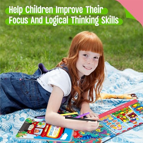 2 Travel Game Pads, 61 Dry Erase Activities Games Reusable & Erasable Book, Fun Explore & Find Brain Challenge Games Interesting Educational Toy and Learning Tool for Road Trip Airplane Travel - Image 3
