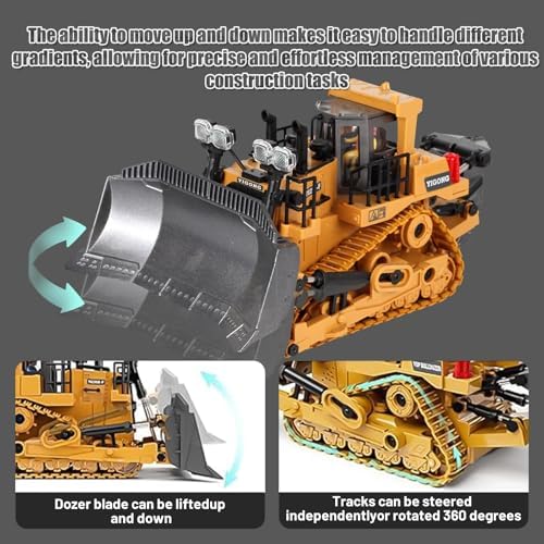 Remote-Controlled Bulldozer, a 9-Channel Toy Bulldozer, 2.4GHz, with Lights and Sound Effects, is The for Children Aged 6-11 and up - Image 5