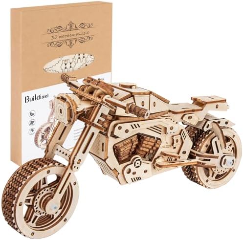 3D Wooden Puzzle Motorcycle Model, Mechanical Model Car Kits for Adults, Hobby Kit to Build Your Own Wooden Bike, Best Gift for Motorcycle Riders Men, Adults Teens on Birthday Christmas (Motorcycle) by Unknown