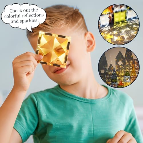 Glowing Magnetic Marble Run Set 142PCS, STEM Educational Magnet Building Toys, 4D Diamond Surface Light Magnetic Tracks, Creative Marble Maze Gift for Boys and Girls Ages 3-12 - Image 4