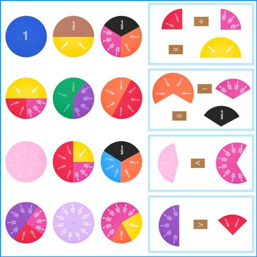 Meetory 180pcs Magnetic Fraction Tiles Circles, Rainbow Math Manipulatives Set for Preschool Elementary School Teacher, Prefect Classroom Learning Tools, Homeschool Supplies - Image 5