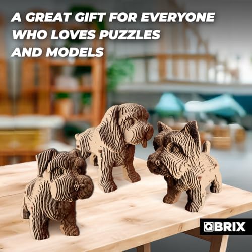 QBRIX Another 3 Puppies 3D Puzzle for Adults, DIY Craft Kit for Home Decor, 3D Model Kit for Teens 14+, Creative and Original Gift for Craftlovers, Cardboard Model Building Kit - Image 5