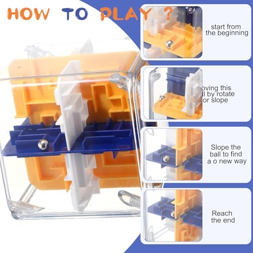 1 Sets Large Labyrinth 3D Maze Cube Puzzle Maze Game Gravity 3D Puzzle Cube Brain Teaser Ball Games for Kids Education Sensory Toys Gift for Adults (24-Sided,Wood) - Image 6