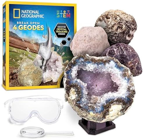 National Geographic Break Open 4 Geodes Earth Science Kit for Kids by BlueMarbleToys