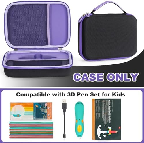 Case for 3Doodler Start+ Essentials (2023,2024) 3D Pen Set, Art Activity Set Storage for Educational STEM for Boy Girl, Carrying Case for Printing Filament Refill and Accessories, Black (Box Only) - Image 2