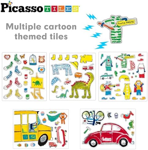 PicassoTiles Pete The Cat 80pc Magnetic Board Game Puzzle Playset Reusable Mix & Match Cartoon Toy with Storytelling, STEM Learning Activity Book and Storage Educational Kids Toys for Ages 3+ PTC02 - Image 3
