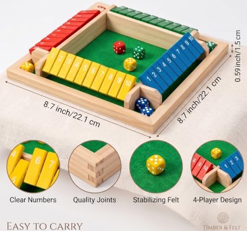 Multicolor Shut The Box Game 4 Player Math Board Games - Image 3