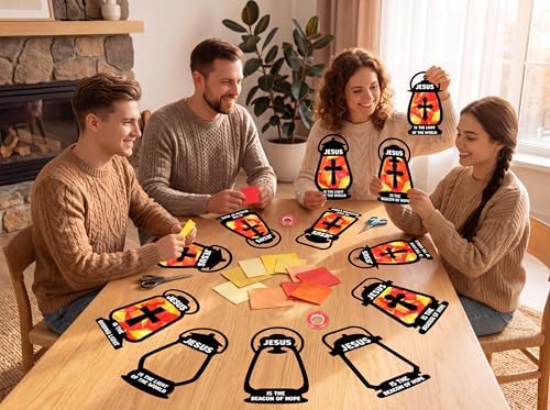 42PCS Sunday School VBS Crafts Bulk: Black Paper Oil-Lamp Nativity Suncatchers,Jesus Religious Christian Classroom Camping Activity DIY Kits Gifts Church Decorations,Window Stained Glass Effect - Image 6
