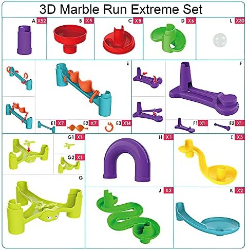 Blacka Marble Run Set Maze Race Building Blocks Marbles for Kids Ages 4 5 6 7 8 9 10+ Girls Boys Toys STEM Educational Birthday Gift Festival Present,A880,Large - Image 5