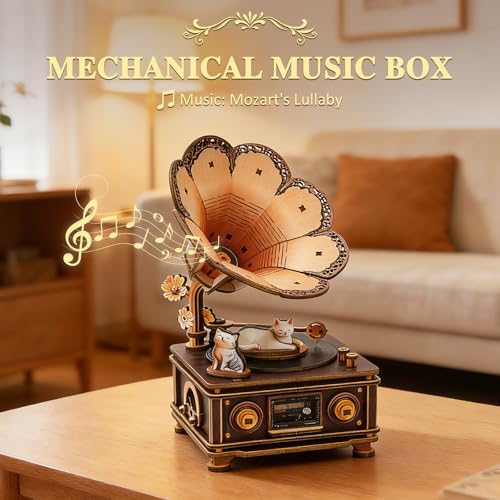 3D Wooden Puzzle Music Box for Adults-Cats Phonograph Music Box - Image 2