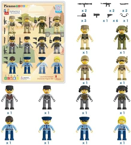 Picasso Toys Magnetic Action Figures Character Law Enforcement for Construction Building Block Tiles Toy Set Magnet Expansion Variety Pack Educational STEM Learning Kit Pretend Playset PTA12 - Image 3
