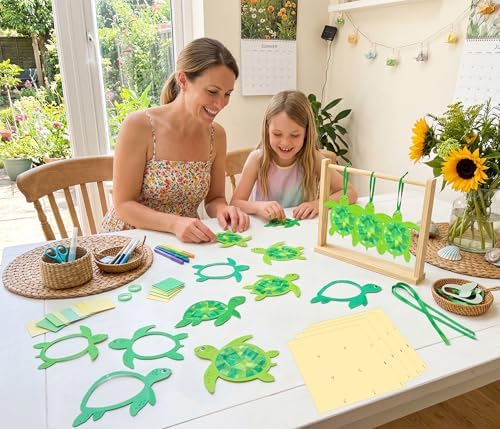 Renbuzhu 48PCS Summer Crafts: Paper Sea Turtle Suncatchers DIY Kits, Ocean Beach Party Favors Window Stained Glass Effect Art Supplies Decorations - Image 5