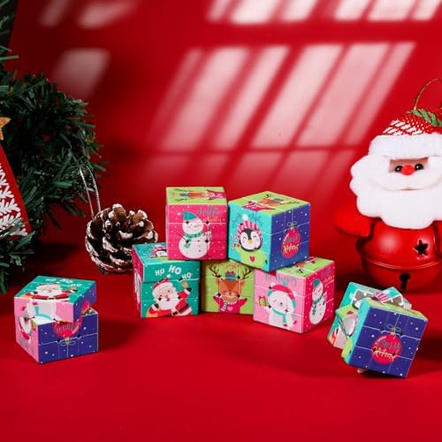 24 Pcs Premium Mini Cubes, Christmas 1.18" 3x3x3 Puzzle Cube Set with Fine-Textured Surface Finish, Stocking Stuffers, Birthday Party Favors, Classroom Prizes, Stress Relief Fidget Toys - Image 6