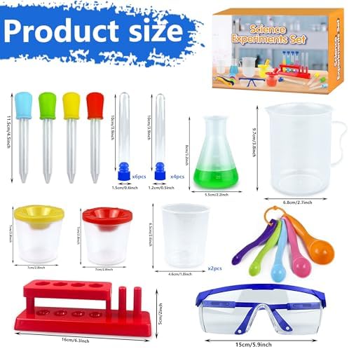 24PCS Educational Lab Science Experiments Early Learning Kit for Boys and Girls with Many Tools Droppers Plastic Test Tubes with Caps Lab Science Supplies Test - Image 2