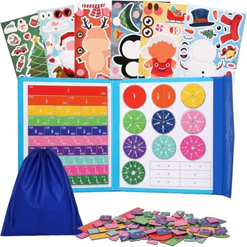 Easter Basket Stuffers Magnetic Fraction Educational Puzzle - 110pcs Math Fraction Manipulatives for Elementary,Montessori Magnetic Book Fraction Puzzle for Children by CCBLZLL