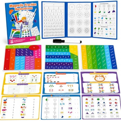 Magnetic Fraction Tiles & Circles Math Manipulatives for Kids, 96Pcs Visual Fraction Book Learning Games, Hands-On Montessori Math Toys for 3rd 4th 5th Grade, Homeschool Classroom Teaching Supplies by Unknown