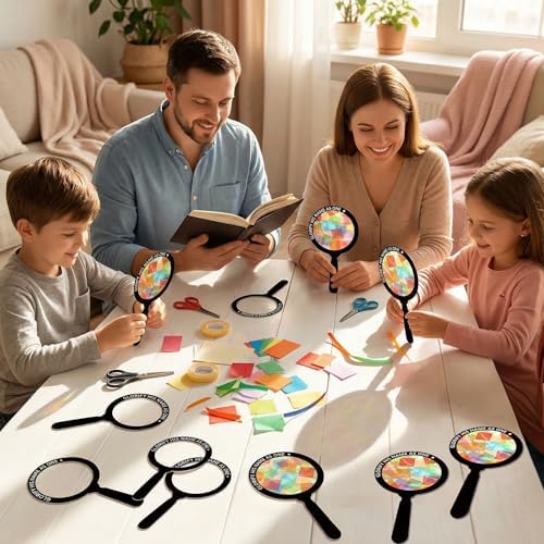 Renbuzhu 48PCS Sunday School VBS Crafts Bulk: Paper Magnifying Glass Nativity Suncatchers, Jesus Religious Christian Activity DIY Kits Church Decorations, Window Stained Glass Effect Art Supplies - Image 3