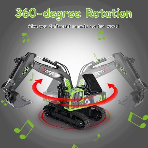 kolegend Remote Control Excavator Toy 16 Inch, 11 Channel RC Construction Vehicles Hydraulic Haulers Digger Toys Gift for 6 7 8 9 10 Years Old Kids Boys - Image 4