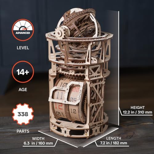 UGEARS Astronomer Table Clock with Tourbillon - 3D Wooden Puzzles for Adults Model Kit - Mechanical Clock Kit Functional DIY Wood Model Kits for Adults, 3D Puzzle for Puzzle Lovers - Image 3