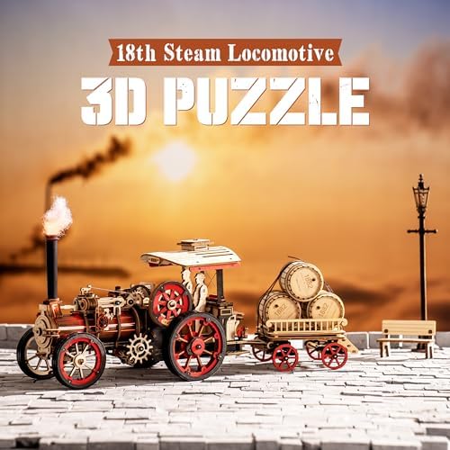 rowood 3D Wooden Puzzles for Adults, Steam Engine Car Model Kit, 1:28 Scale Mechanical Steam Locomotive Wooden Puzzle, 469PCS,Assembly Time 6H, Awesome Gifts for Adults - Image 2