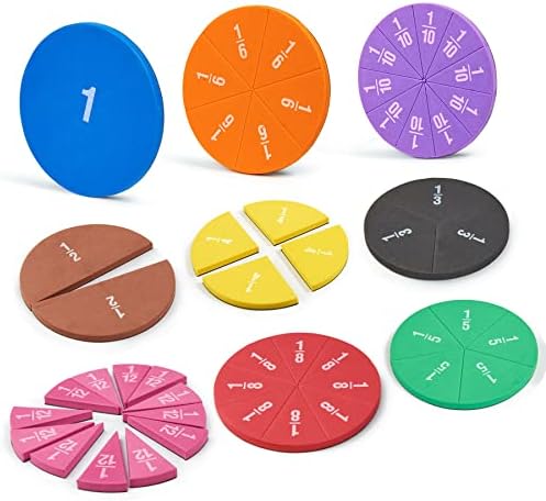 Magnetic Fraction Tiles Circles 51 pcs Fraction Bars Set by stochastic+box