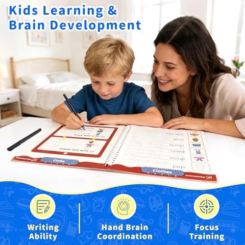 Magic Grooved Handwriting Practice Book for Kids Ages 3-8, Reusable Tracing Workbooks with Auto-Disappearing Ink, Preschool Learning Activities for Toddlers-Gifts for Children - Image 3
