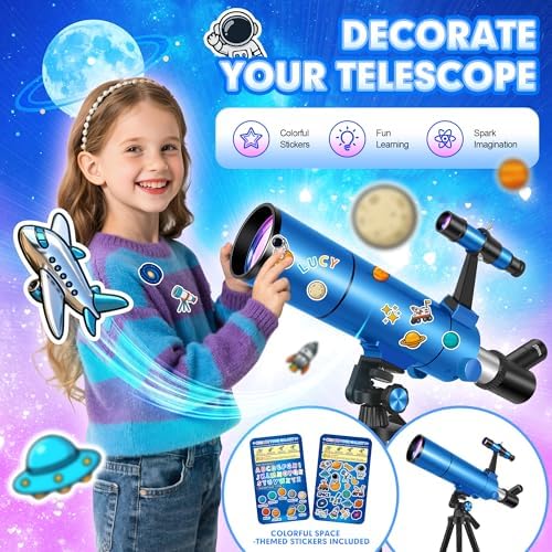 Portable 80mm Refractor Telescope for Adults & Kids, 500mm Focal Length, 20X-150X Magnification, Astronomy Starter Kit with Phone Adapter, Backpack & Stickers – Perfect for Stargazing Adventures - Image 3
